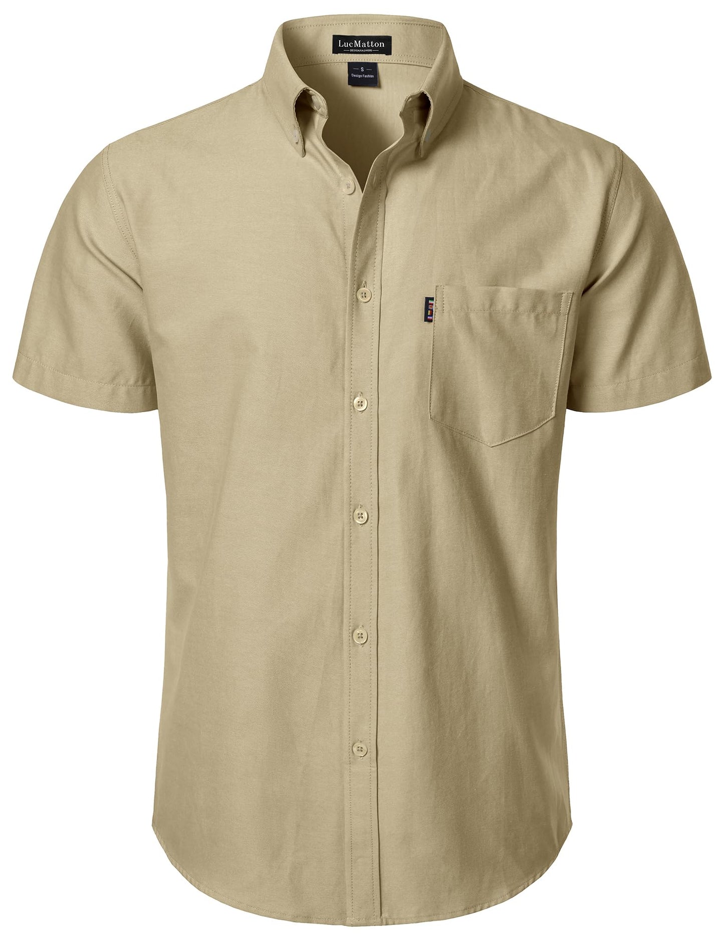 LucMatton Men's Oxford Short Sleeve Button Down Shirt Summer Casual Midweight Regular fit Dress Shirts with Pocket