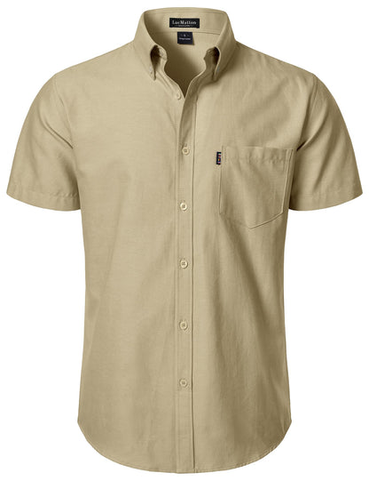 LucMatton Men's Oxford Short Sleeve Button Down Shirt Summer Casual Midweight Regular fit Dress Shirts with Pocket