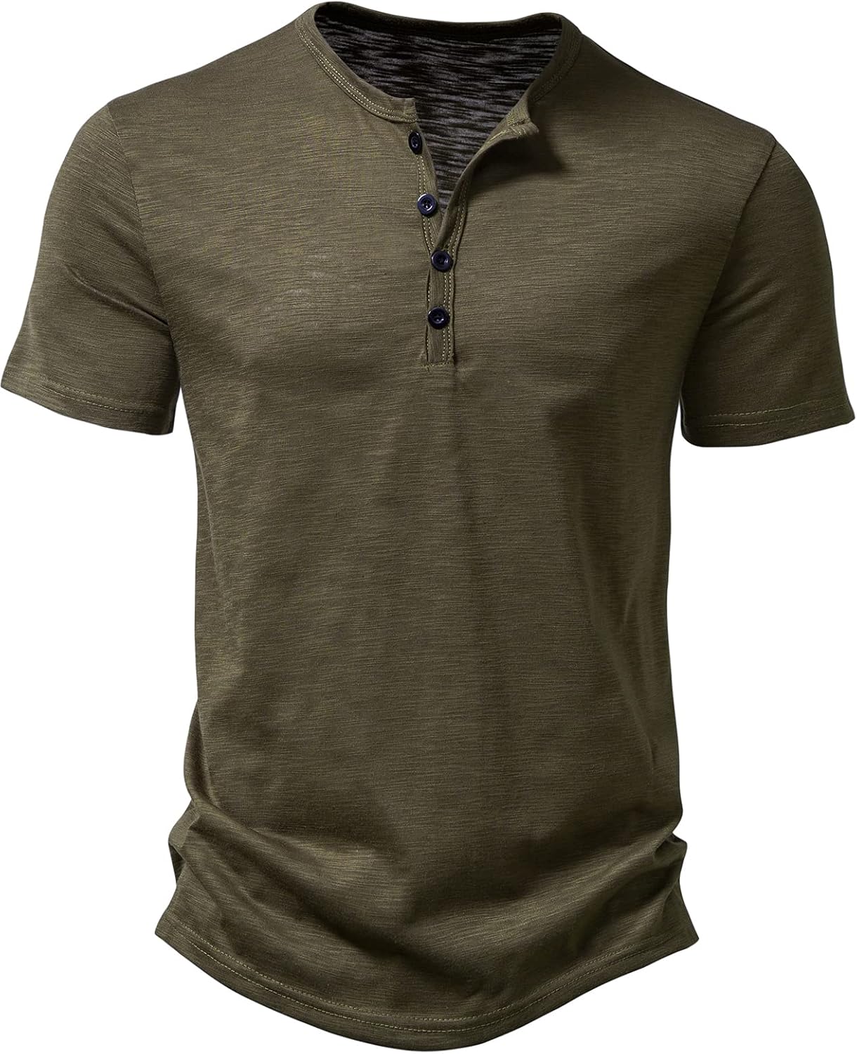 LucMatton Men's Casual Short Sleeve Slim Fit Henley Shirt Stylish 4 Buttons Muscle T-Shirts