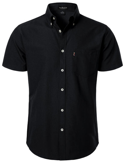 LucMatton Men's Oxford Short Sleeve Button Down Shirt Summer Casual Midweight Regular fit Dress Shirts with Pocket