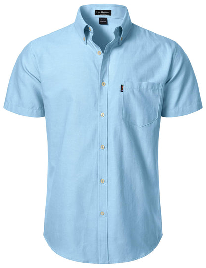 LucMatton Men's Oxford Short Sleeve Button Down Shirt Summer Casual Midweight Regular fit Dress Shirts with Pocket