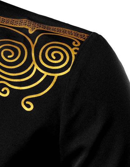 LucMatton Men's African Attire Long Sleeve Button Up Shirt
