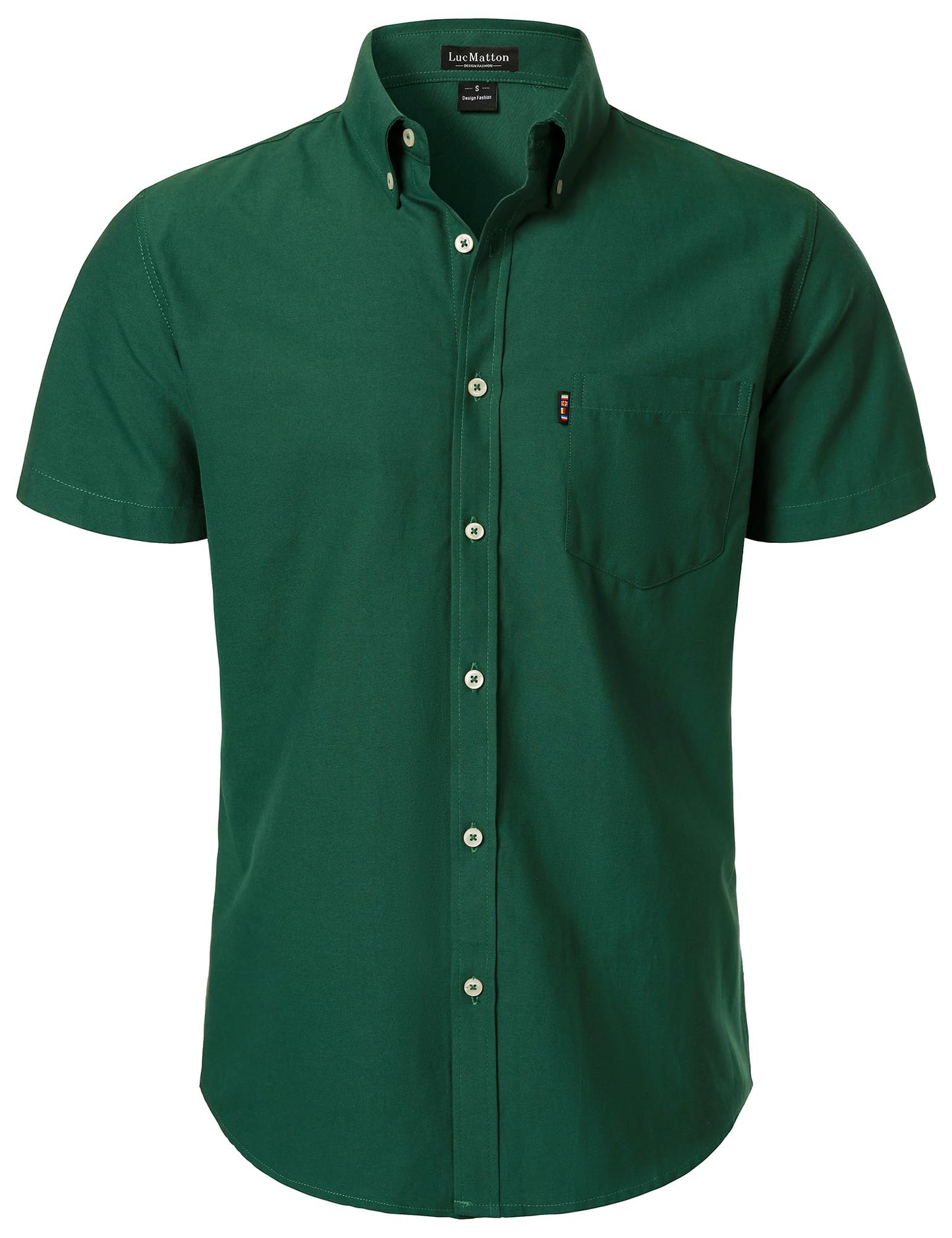 LucMatton Men's Oxford Short Sleeve Button Down Shirt Summer Casual Midweight Regular fit Dress Shirts with Pocket