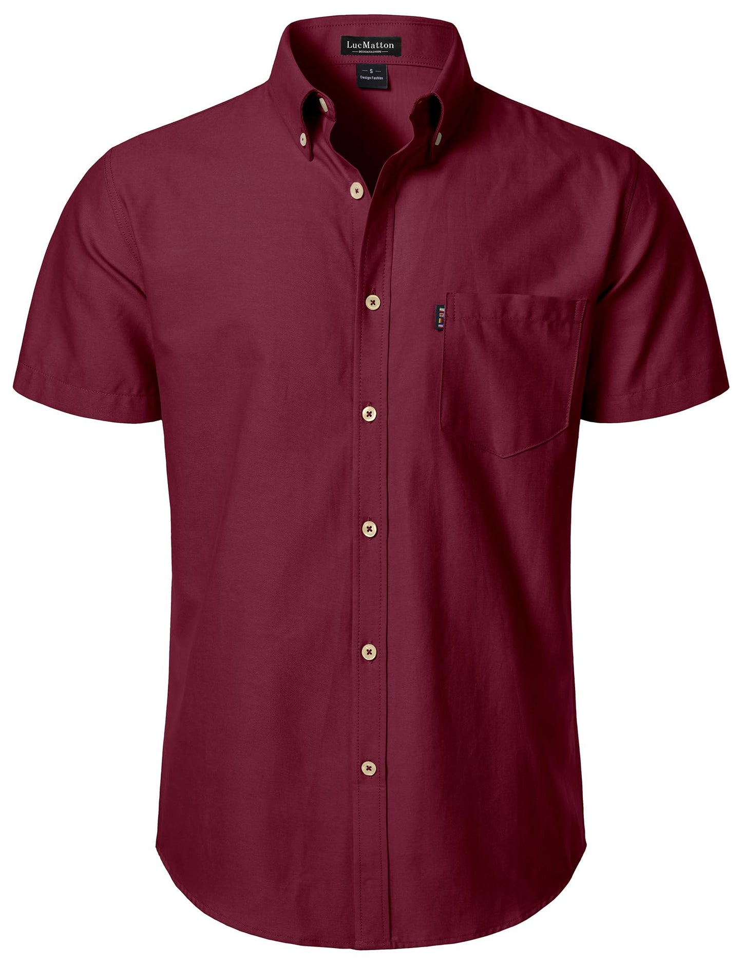 LucMatton Men's Oxford Short Sleeve Button Down Shirt Summer Casual Midweight Regular fit Dress Shirts with Pocket
