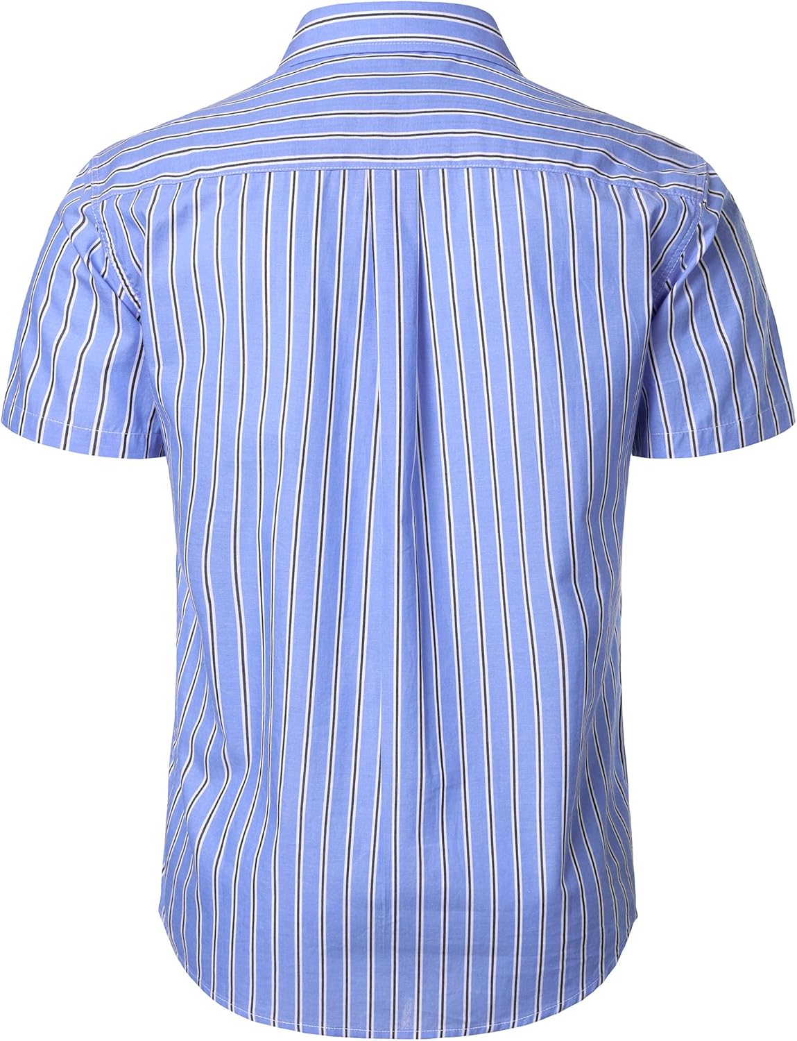LucMatton Men's Casual Retro Striped Short Sleeve Button Down Shirts Cotton Summer Regular Fit with Pocket
