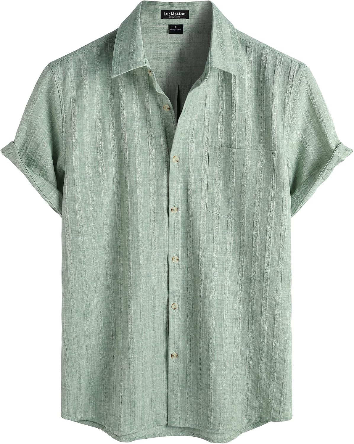 LucMatton Men's Casual Beach Short Sleeve Button Down Shirt