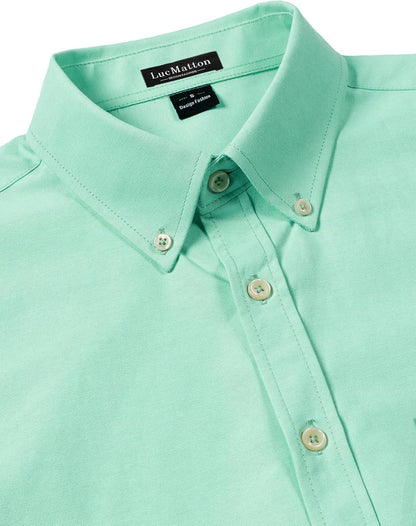LucMatton Men's Oxford Short Sleeve Button Down Shirt Summer Casual Midweight Regular fit Dress Shirts with Pocket
