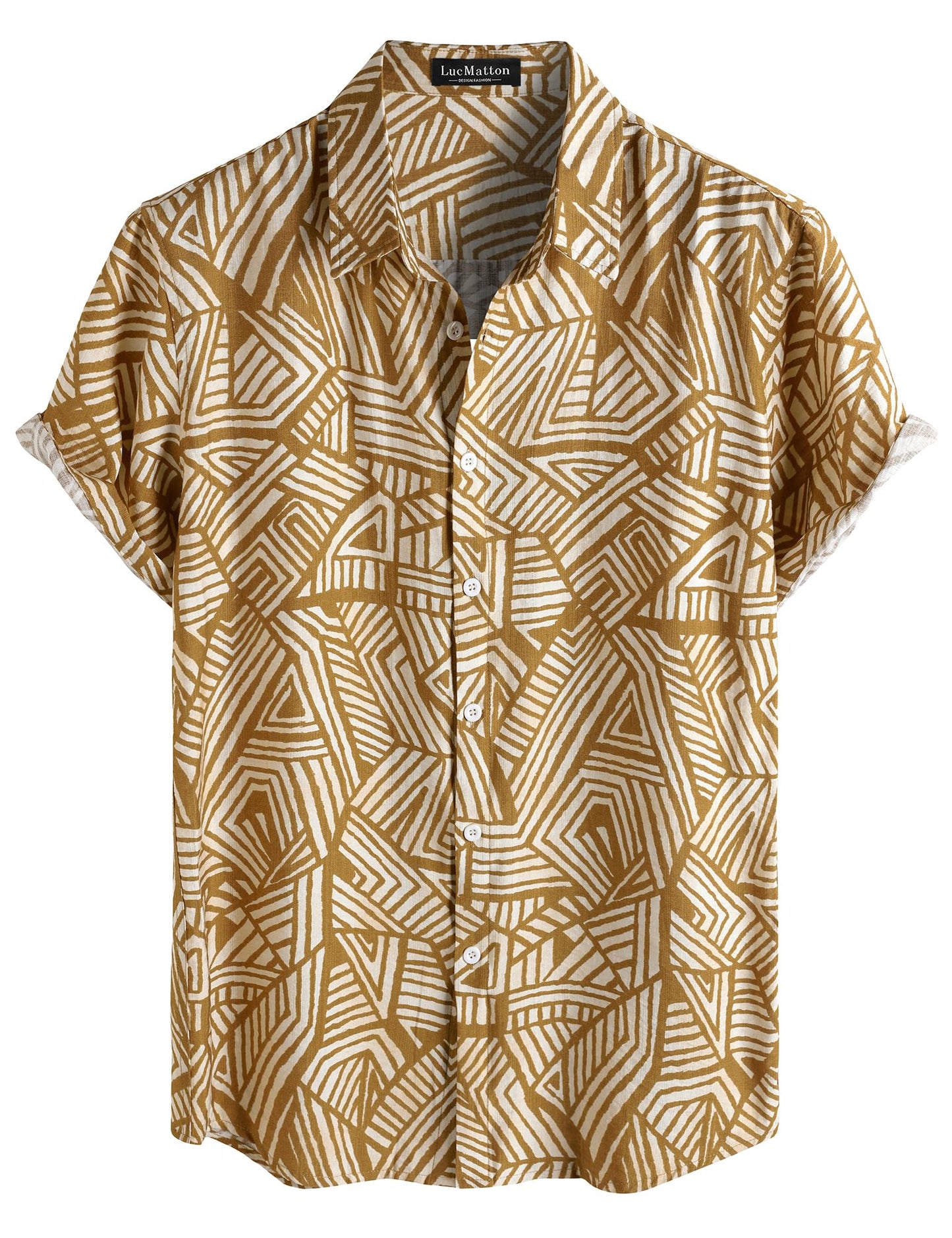 LucMatton Men's Vintage Hawaiian Shirt Tropical Print Short Sleeve Button Down Shirts Aloha Styles for Summer Vacation