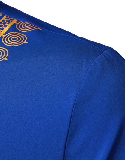 LucMatton Men's African Traditional Printed Dashiki Luxury Hidden Button Short Sleeve Shirt