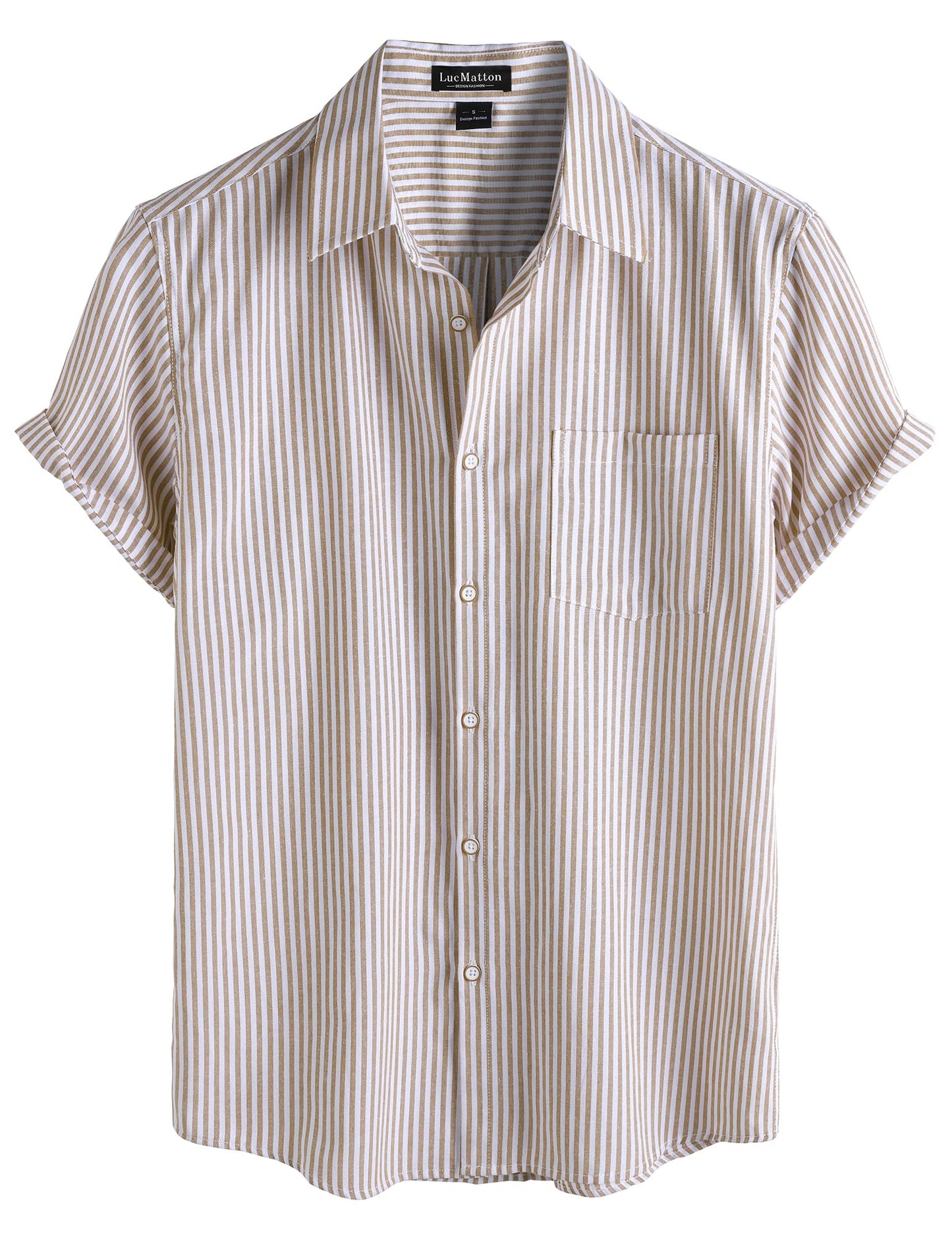 LucMatton Men's Nautical Striped Short Sleeve Button Down Shirts Casual Summer Beach Vacation Regular Fit with Pocket
