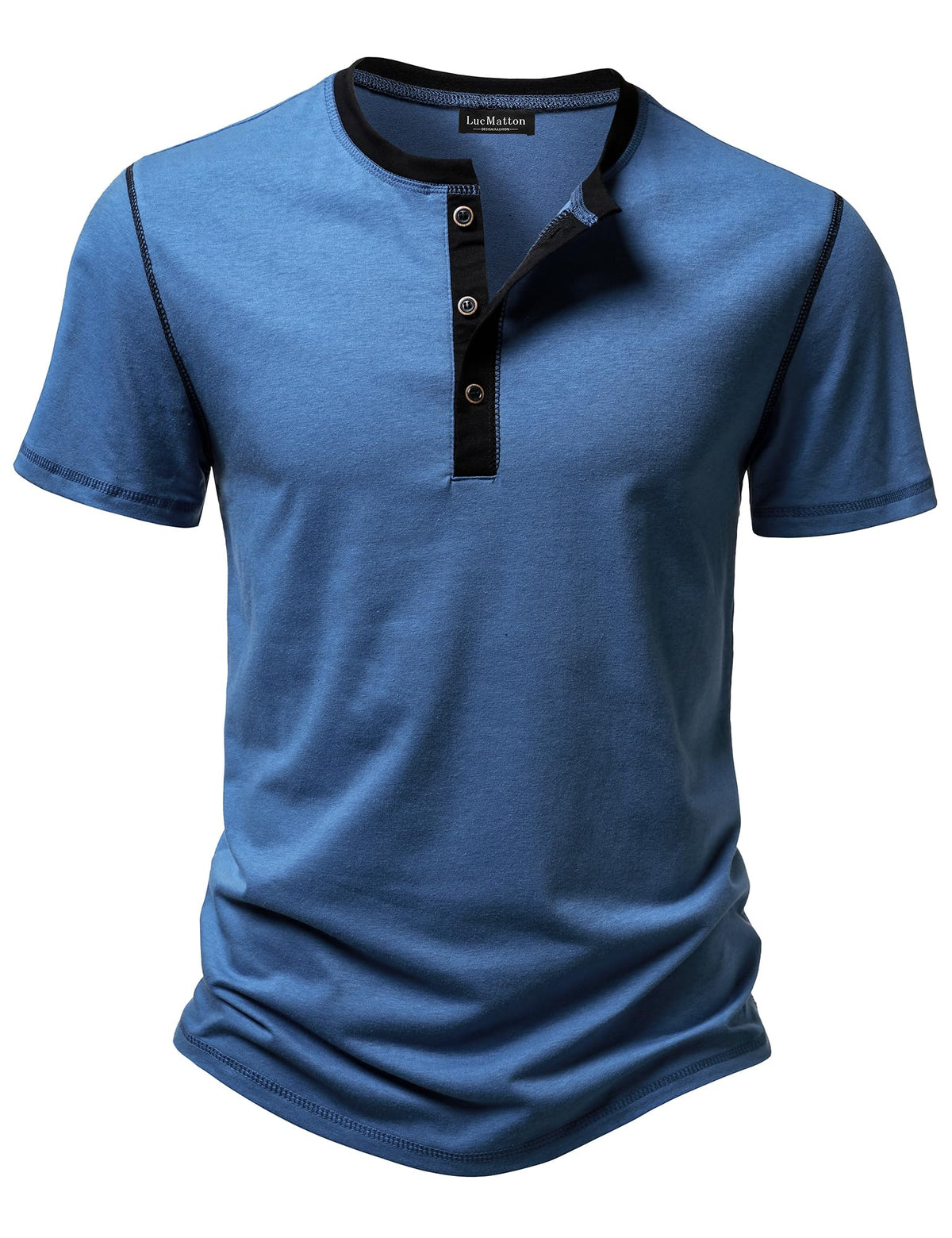 LucMatton Men's Slim fit Short Sleeve Henley T Shirt