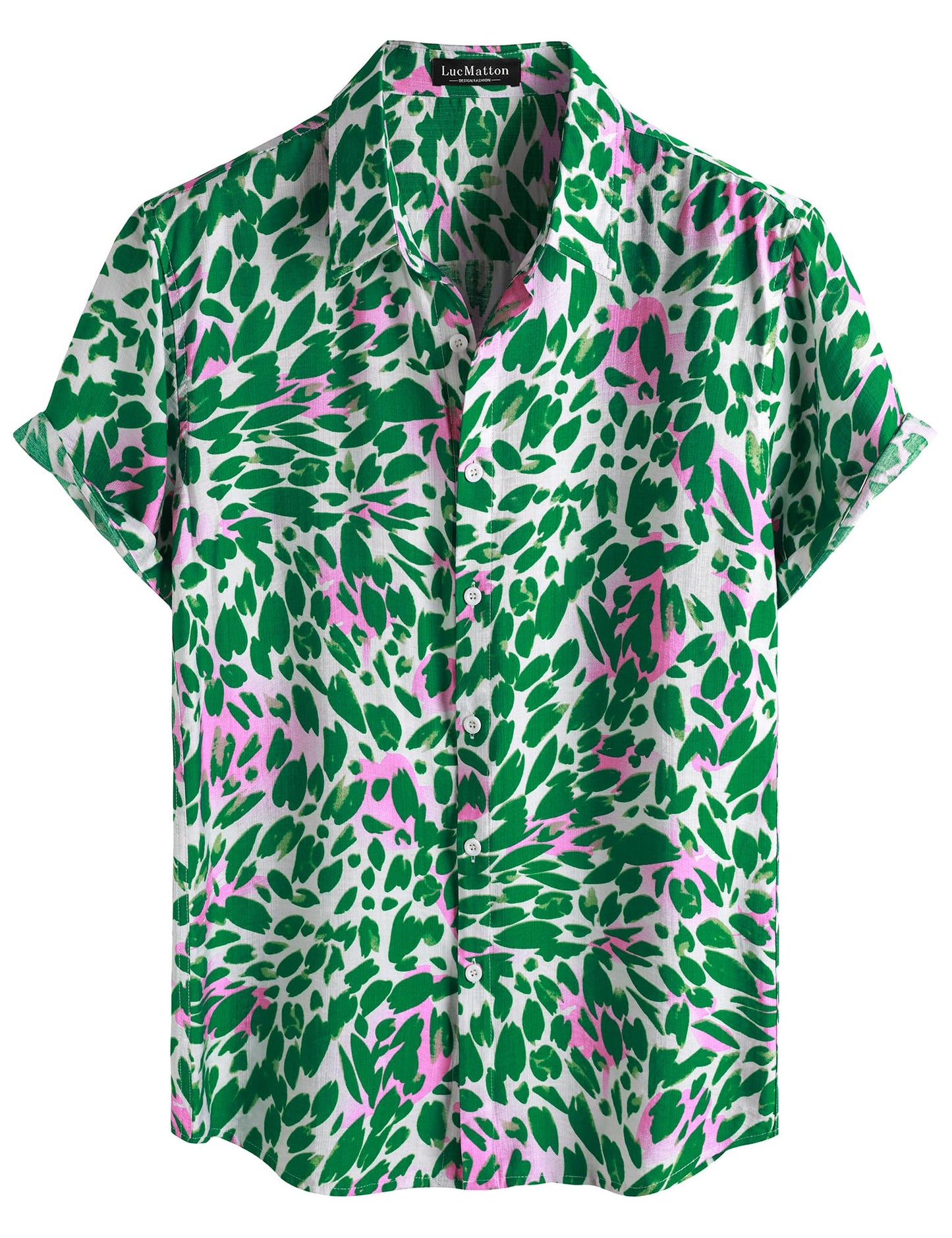 LucMatton Men's Vintage Hawaiian Shirt Tropical Print Short Sleeve Button Down Shirts Aloha Styles for Summer Vacation