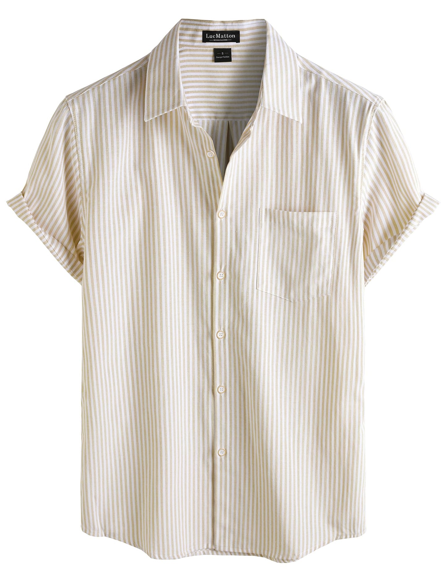 LucMatton Men's Nautical Striped Short Sleeve Button Down Shirts Casual Summer Beach Vacation Regular Fit with Pocket