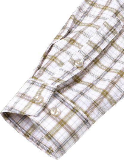 LucMatton Men's Gingham Dress Shirt Casual Business Long Sleeve Button Down Shirts with Pocket