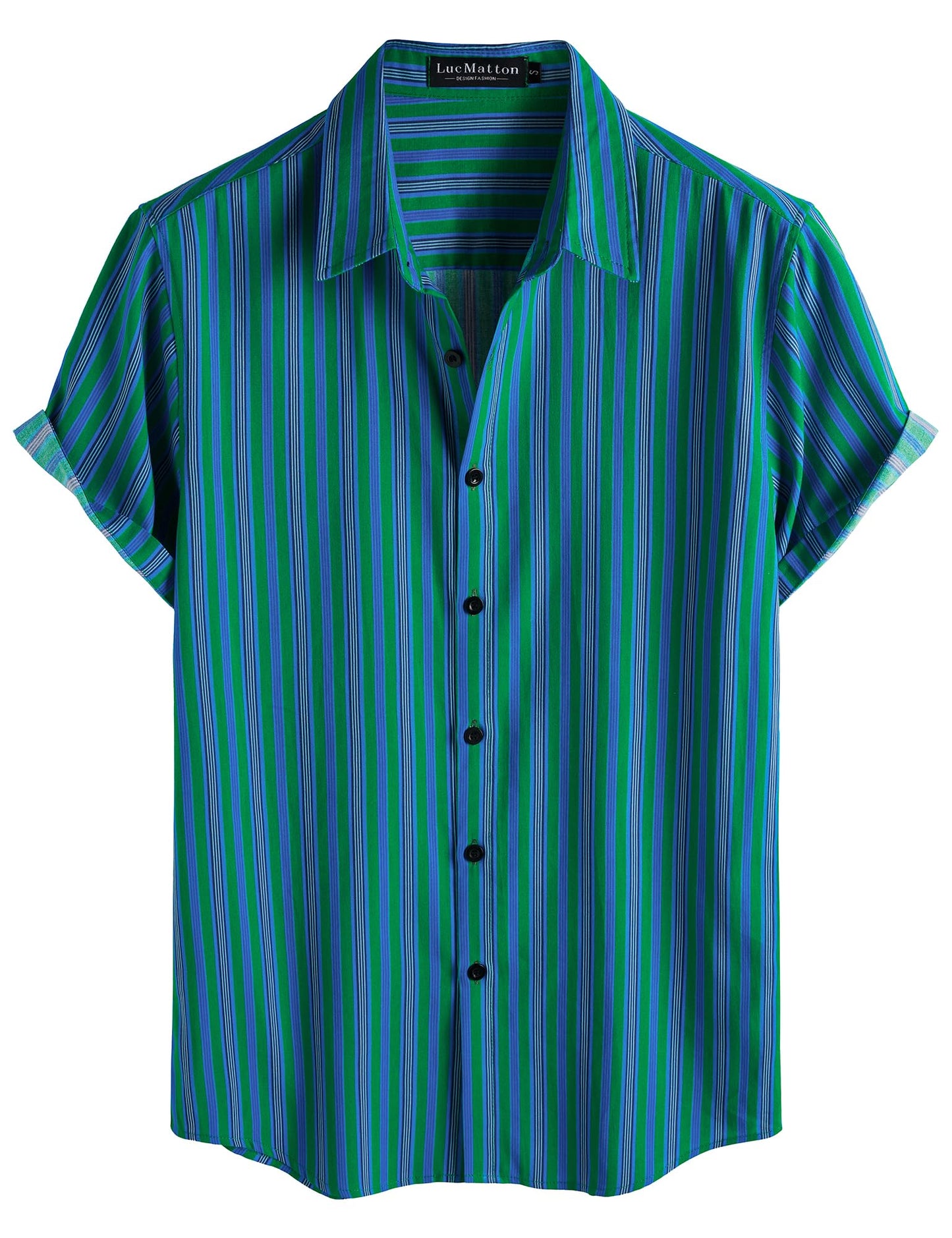 LucMatton Men's 70s Hawaiian Shirt Vintage Print Short Sleeve Button Down Shirts for Summer Vacation & Beach