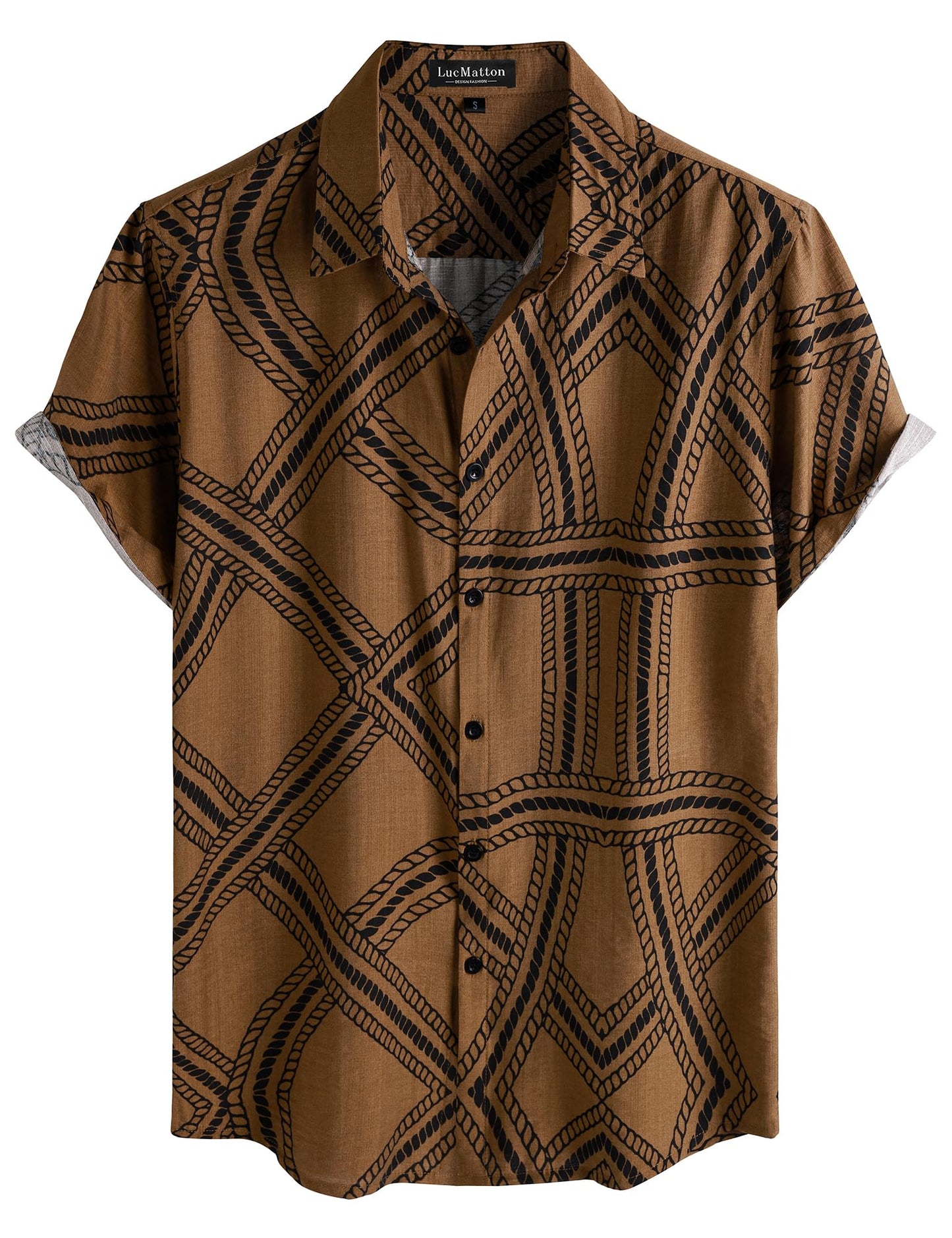 LucMatton Men's Vintage Hawaiian Shirt Tropical Print Short Sleeve Button Down Shirts Aloha Styles for Summer Vacation