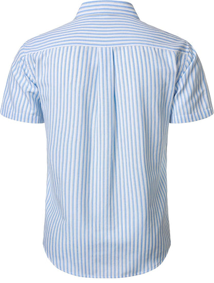 LucMatton Men's Stripe Short Sleeve Button Down Shirt Summer Smart Casual Regular Fit Tops