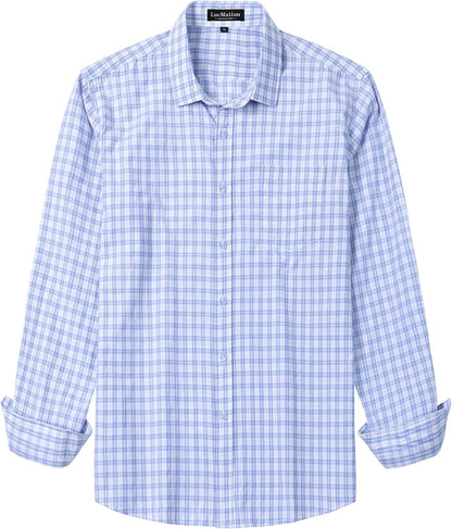 LucMatton Men's Gingham Dress Shirt Casual Business Long Sleeve Button Down Shirts with Pocket