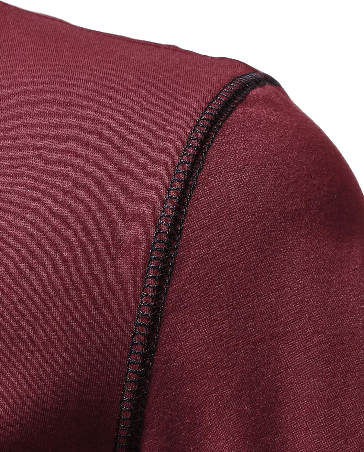 LucMatton Men's Sporty Casual Henley Shirt Short Sleeve Slim Fit Contrast Stitching T-Shirt with Pocket