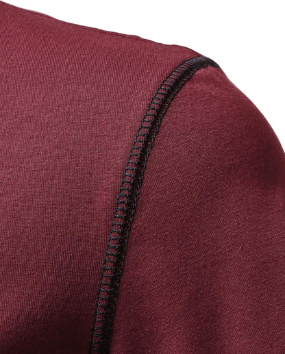 LucMatton Men's Sporty Casual Henley Shirt Short Sleeve Slim Fit Contrast Stitching T-Shirt with Pocket