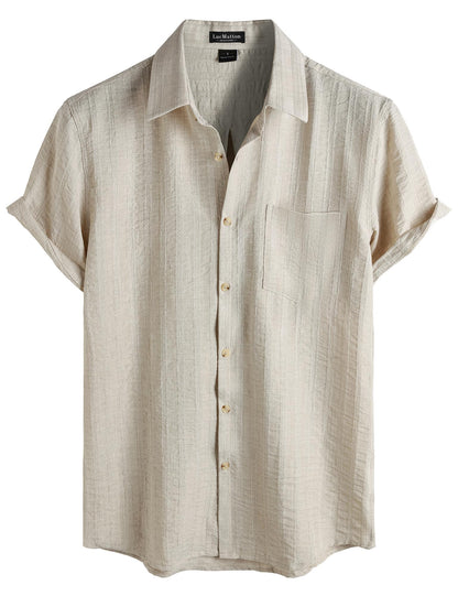 LucMatton Men's Casual Beach Short Sleeve Button Down Shirt