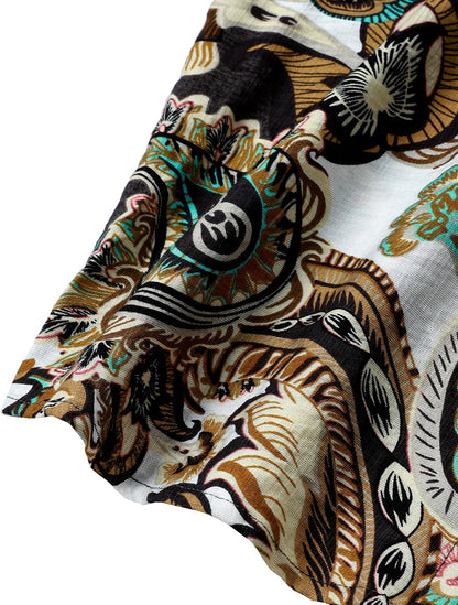 LucMatton Men's Vintage Hawaiian Shirt Tropical Print Short Sleeve Button Down Shirts Aloha Styles for Summer Vacation