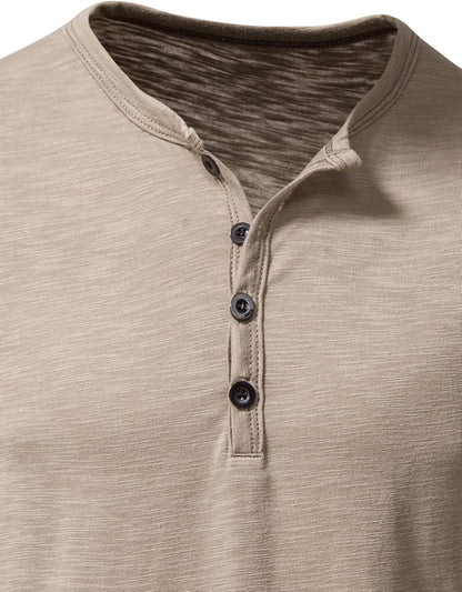 LucMatton Men's Casual Short Sleeve Slim Fit Henley Shirt Stylish 4 Buttons Muscle T-Shirts