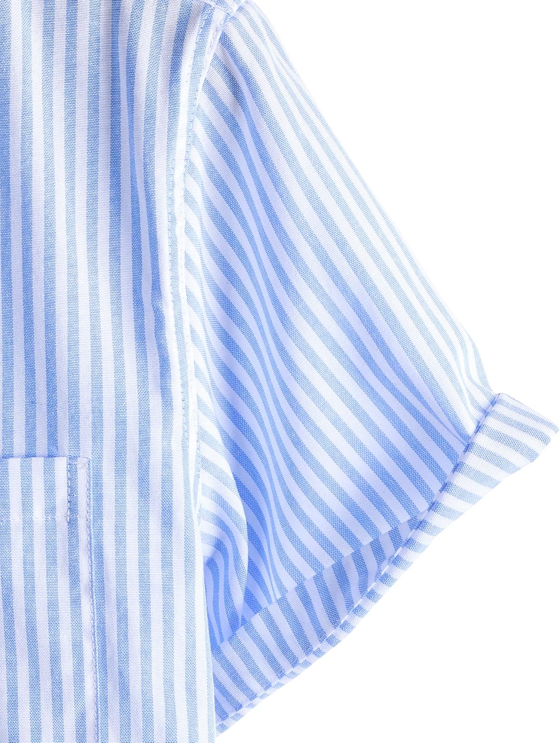 LucMatton Men's Nautical Striped Short Sleeve Button Down Shirts Casual Summer Beach Vacation Regular Fit with Pocket