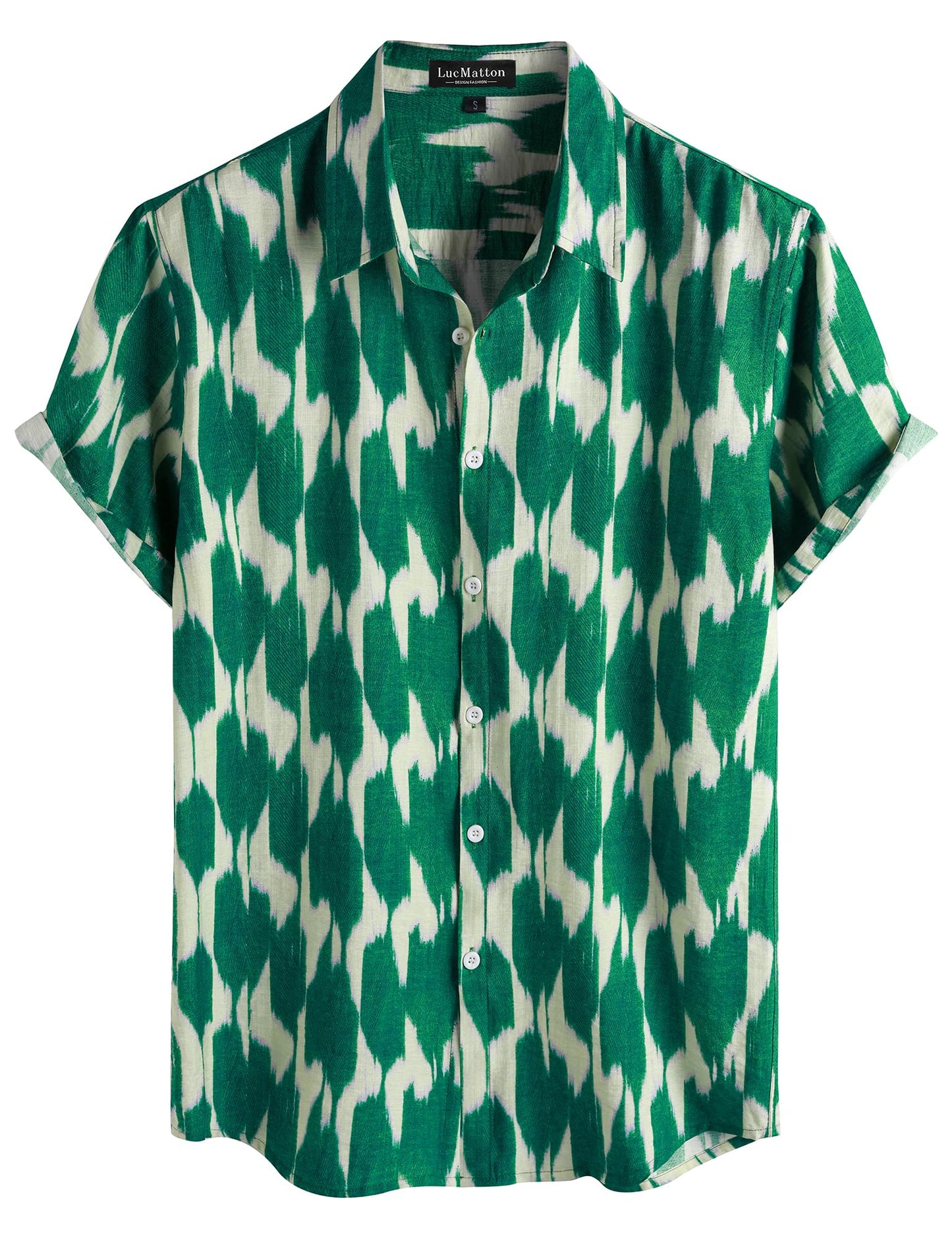 LucMatton Men's Vintage Hawaiian Shirt Tropical Print Short Sleeve Button Down Shirts Aloha Styles for Summer Vacation