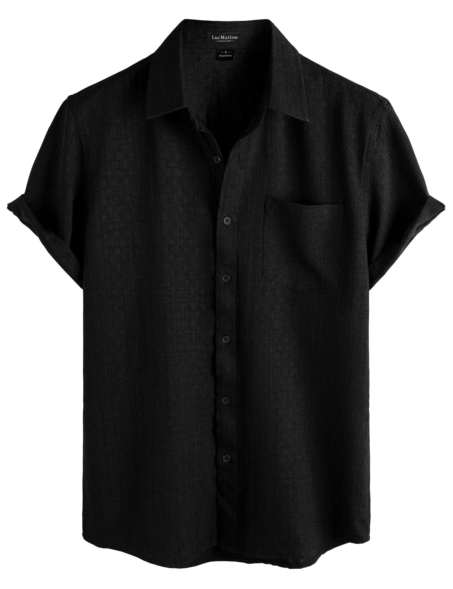 LucMatton Men's Vintage Short Sleeve Button Down Shirt Casual Regular Fit Textured Tops for Summer Vacation