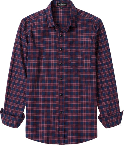 LucMatton Men's Gingham Dress Shirt Casual Business Long Sleeve Button Down Shirts with Pocket