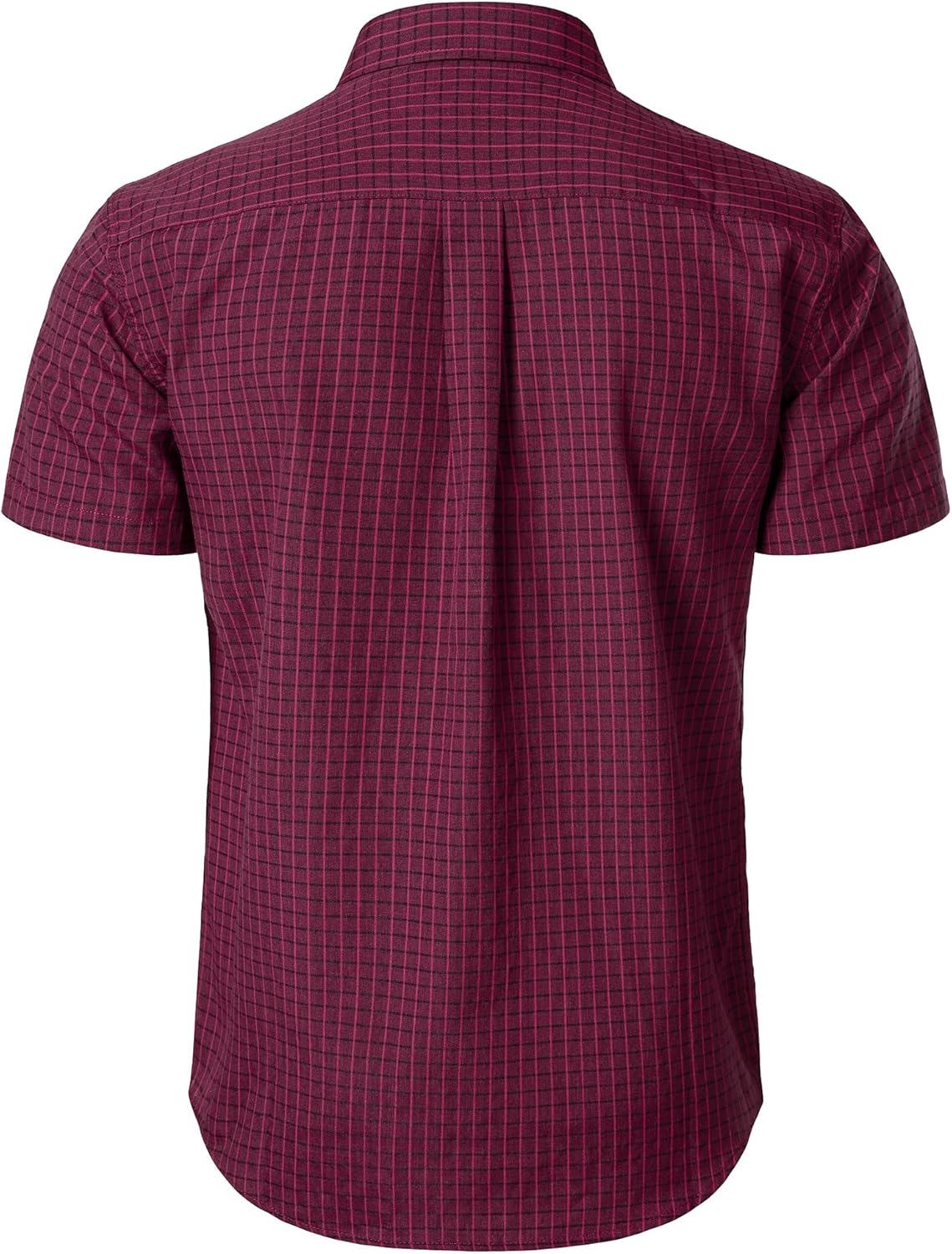LucMatton Men's Plaid Short Sleeve Button Down Shirt Smart Casual Linen-Like Regular Fit Summer Tops