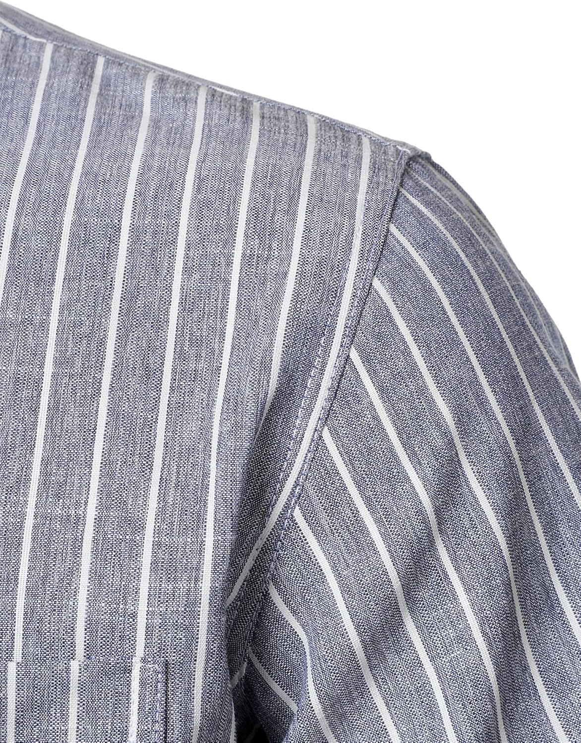 LucMatton Men's Classic Striped Short Sleeve Button Down Shirt Linen-Like Regular Fit Business Shirt for Summer