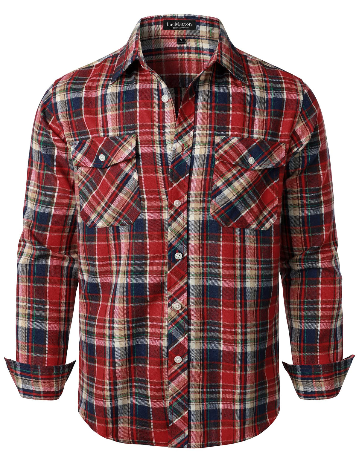 LucMatton Men's Plaid Flannel Shirt