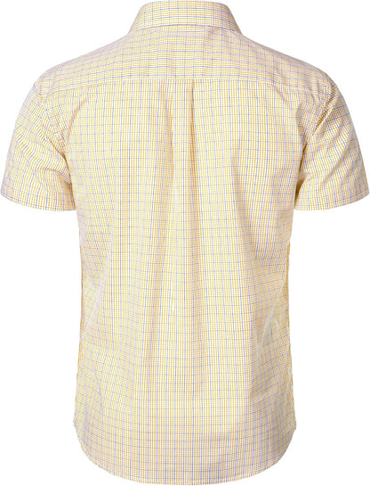 LucMatton Men's Gingham Short Sleeve Button Down Shirt Cotton Regular Fit Plaid Dress Shirts with Pocket