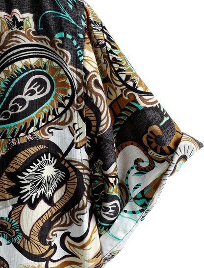 LucMatton Men's Vintage Hawaiian Shirt Tropical Print Short Sleeve Button Down Shirts Aloha Styles for Summer Vacation