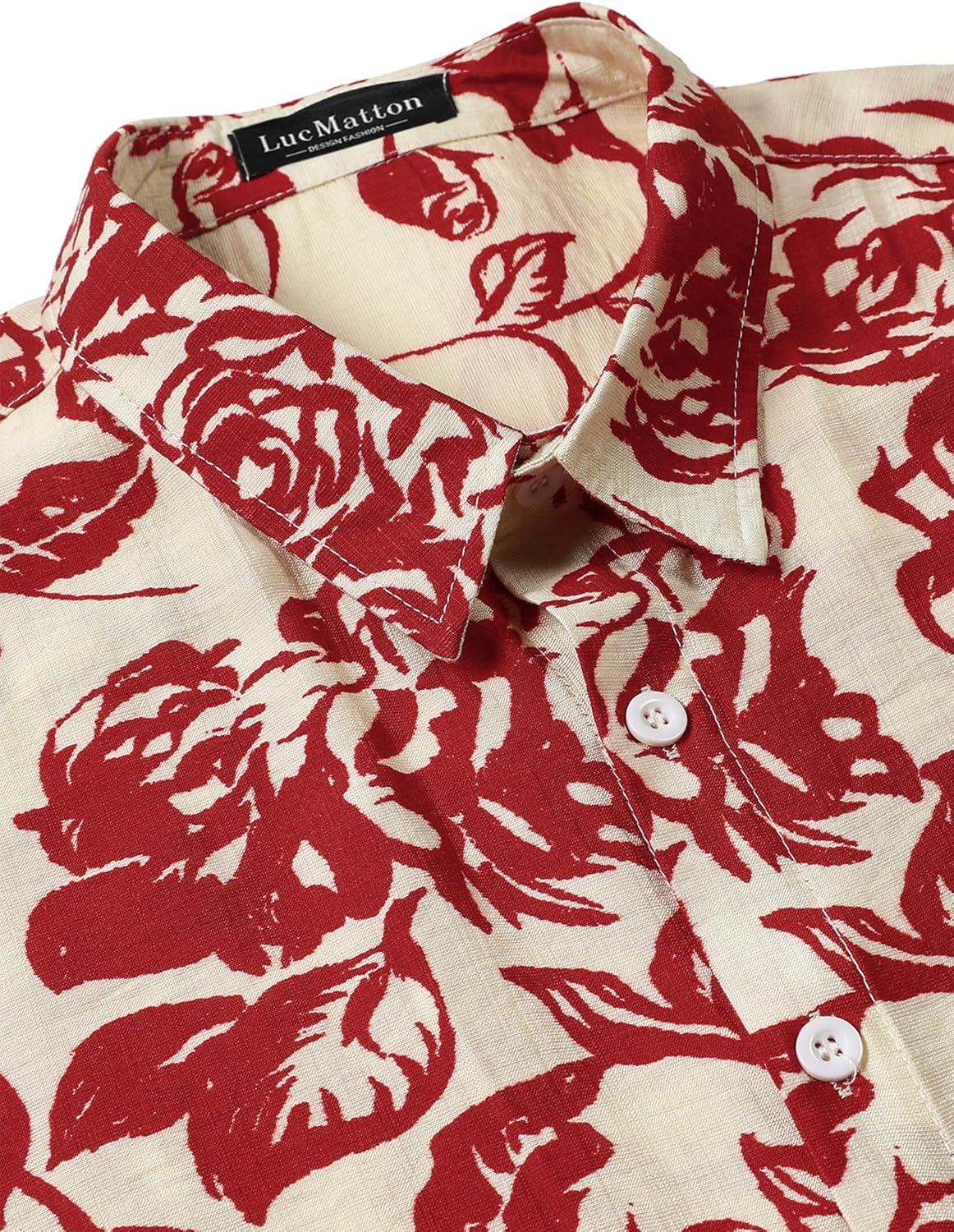 LucMatton Men's Vintage Hawaiian Shirt Tropical Print Short Sleeve Button Down Shirts Aloha Styles for Summer Vacation