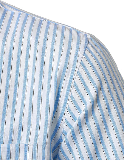 LucMatton Men's Stripe Short Sleeve Button Down Shirt Summer Smart Casual Regular Fit Tops