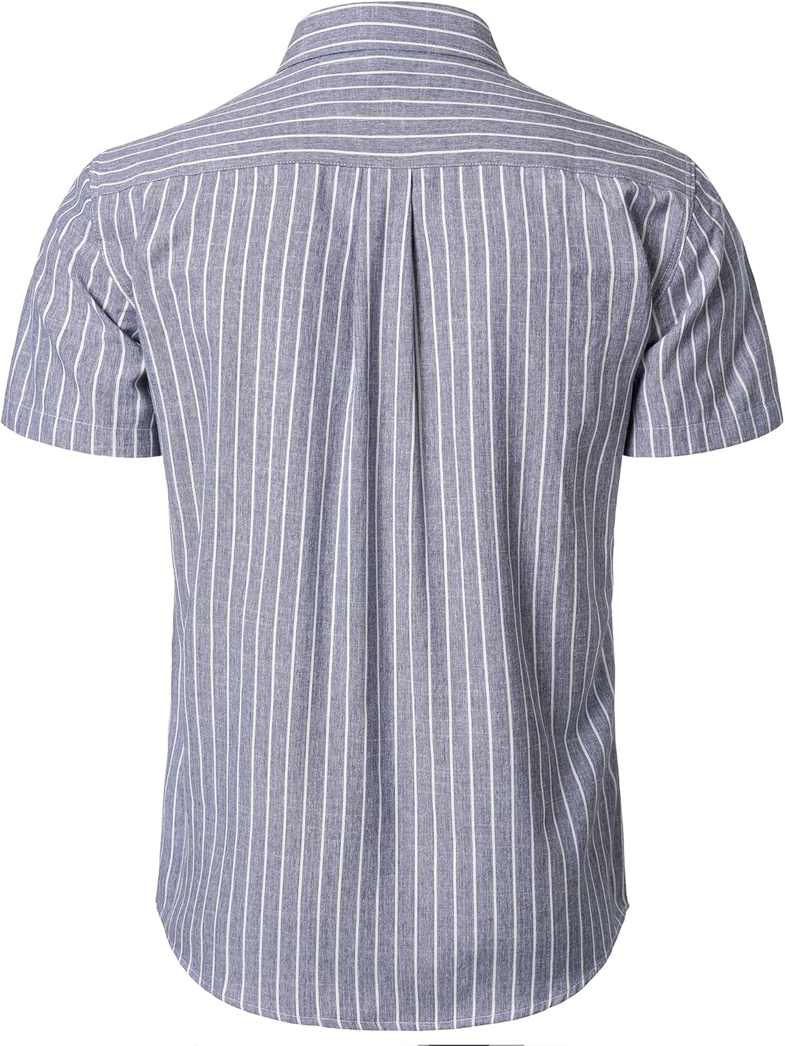 LucMatton Men's Classic Striped Short Sleeve Button Down Shirt Linen-Like Regular Fit Business Shirt for Summer