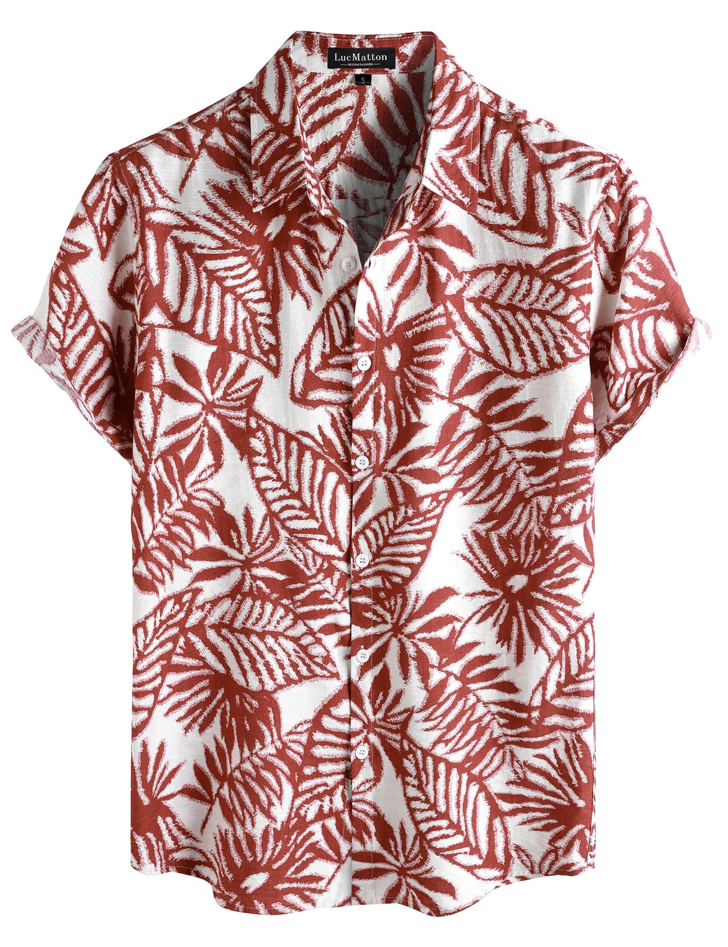 LucMatton Men's Vintage Hawaiian Shirt Tropical Print Short Sleeve Button Down Shirts Aloha Styles for Summer Vacation