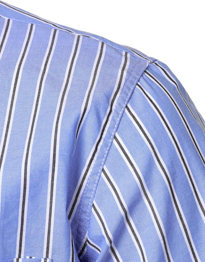 LucMatton Men's Casual Retro Striped Short Sleeve Button Down Shirts Cotton Summer Regular Fit with Pocket