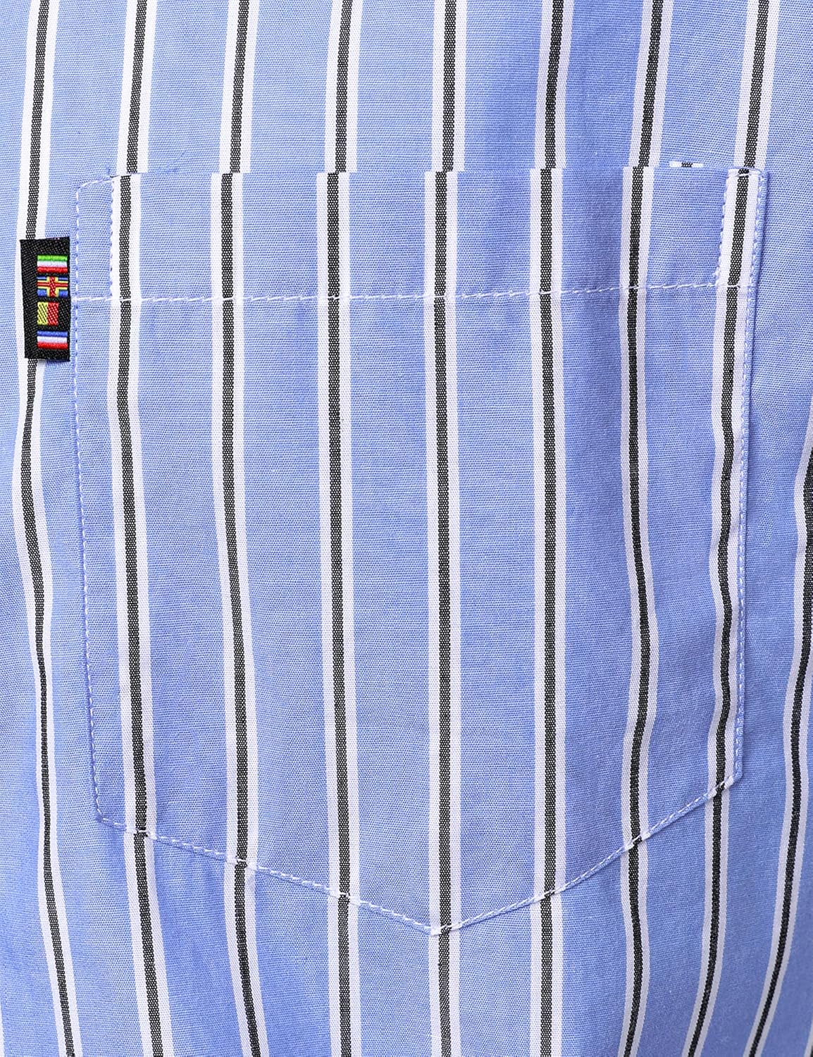 LucMatton Men's Casual Retro Striped Short Sleeve Button Down Shirts Cotton Summer Regular Fit with Pocket