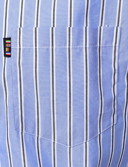 LucMatton Men's Casual Retro Striped Short Sleeve Button Down Shirts Cotton Summer Regular Fit with Pocket