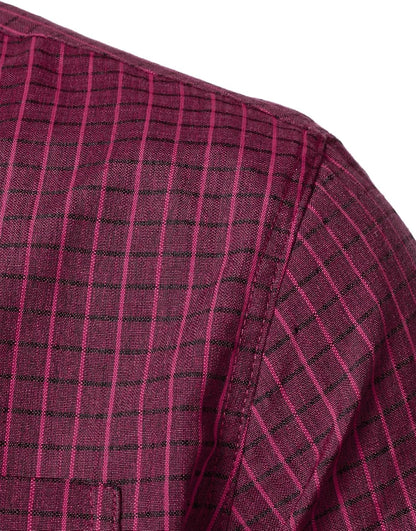 LucMatton Men's Plaid Short Sleeve Button Down Shirt Smart Casual Linen-Like Regular Fit Summer Tops