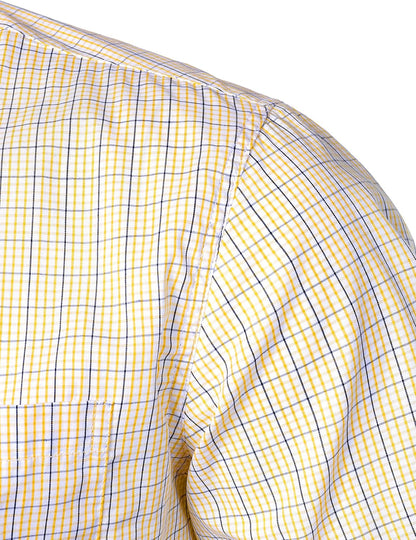 LucMatton Men's Gingham Short Sleeve Button Down Shirt Cotton Regular Fit Plaid Dress Shirts with Pocket