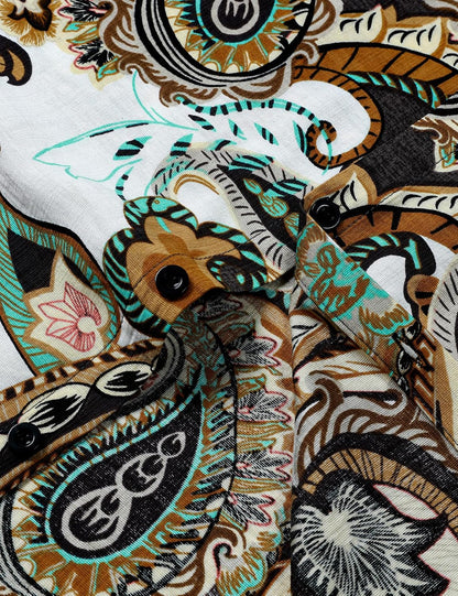 LucMatton Men's Vintage Hawaiian Shirt Tropical Print Short Sleeve Button Down Shirts Aloha Styles for Summer Vacation